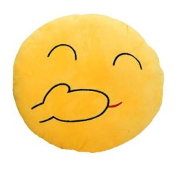 Soft Smiley Emoticon Yellow Round Cushion Pillow Stuffed Plush Toy Doll (Giggle)